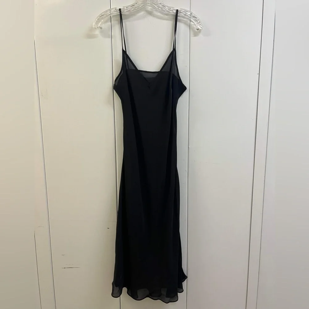 Like New ECI New York Black & White Maxi Dress with Black Slit - Picture 4 of 6
